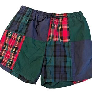 Men's Vintage Patchwork Plaid Madres Swim Trunks‎ Shorts Size Large.  Summer